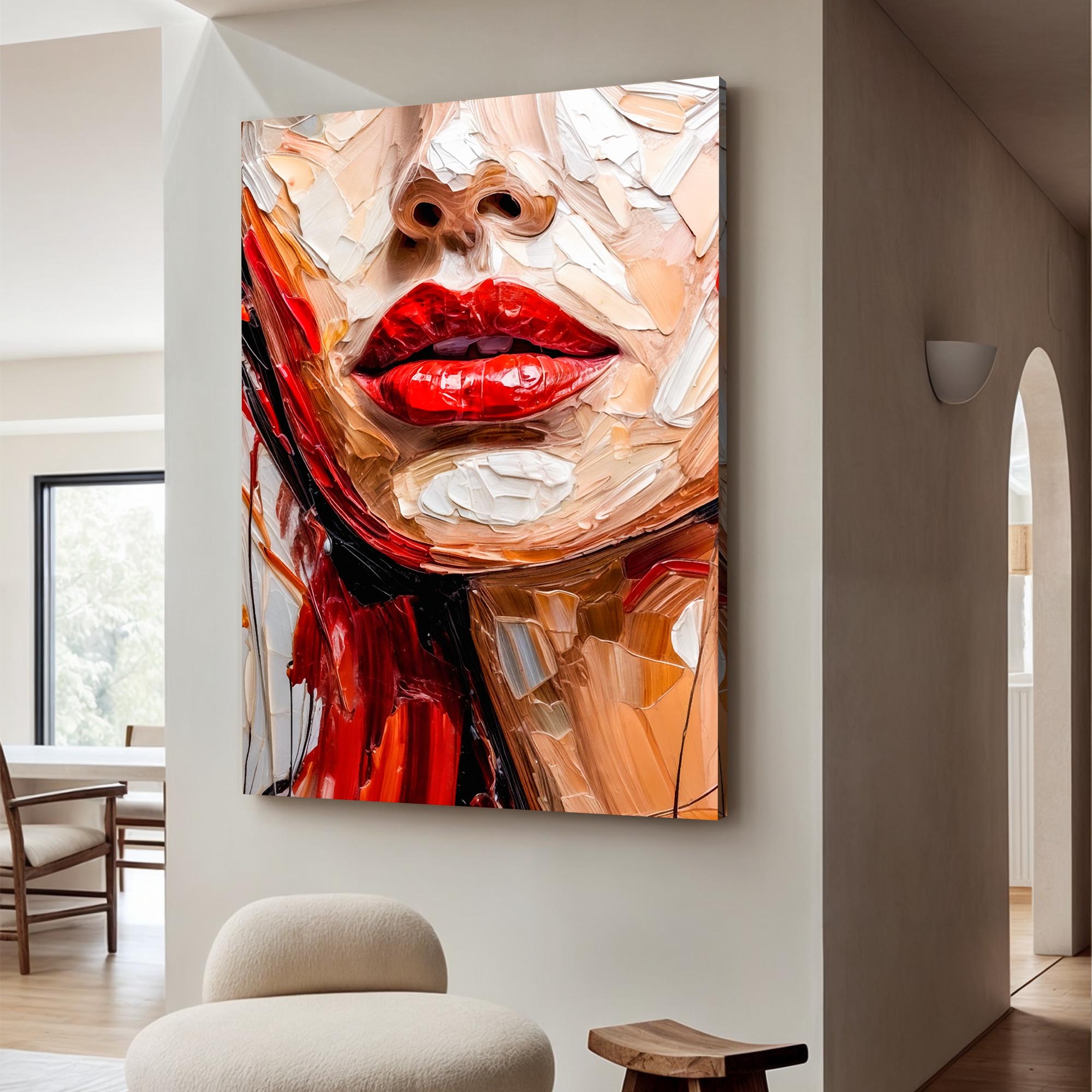 Contemporary minimalist abstract wall art on canvas by Tailored Canvases, featuring modern geometric shapes and neutral tones.