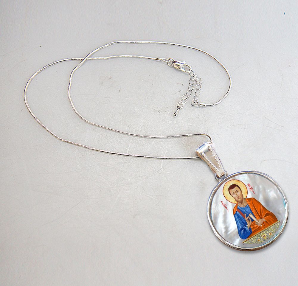 Saint Jude Silver Plated Mother of Pearl Necklace Jewelry - 43036