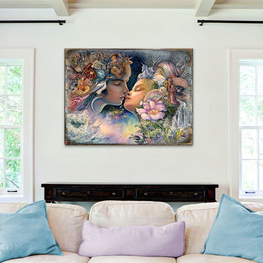 Prelude to a Kiss Fantasy Wooden Wall Art by Josephine Wall - Fantasy Decor - 852150-JW