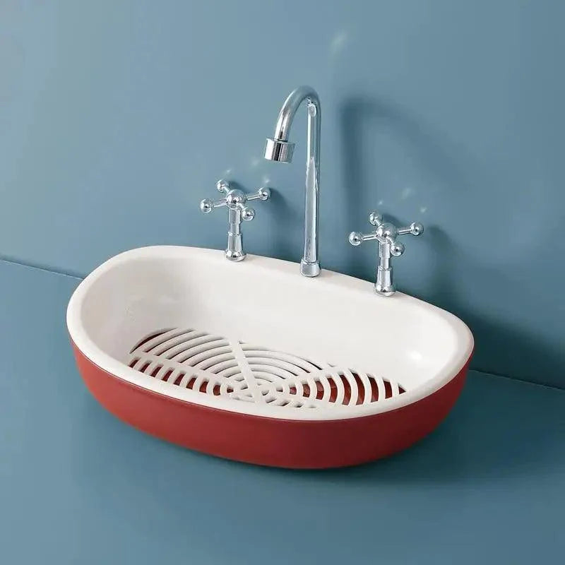 1Pcs Faucet Shape Draining Soap Dish Portable Bathroom Products Double Layer 3Colors Eco-friendly Soap Box Draining Soap Dish Sponge Holder Soap Container with Waterfall Spout for Bathroom Shower Kitchen Sink