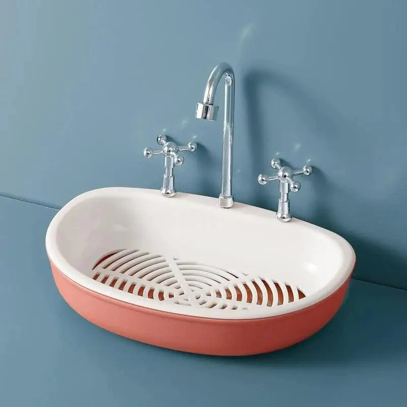 1Pcs Faucet Shape Draining Soap Dish Portable Bathroom Products Double Layer 3Colors Eco-friendly Soap Box Draining Soap Dish Sponge Holder Soap Container with Waterfall Spout for Bathroom Shower Kitchen Sink