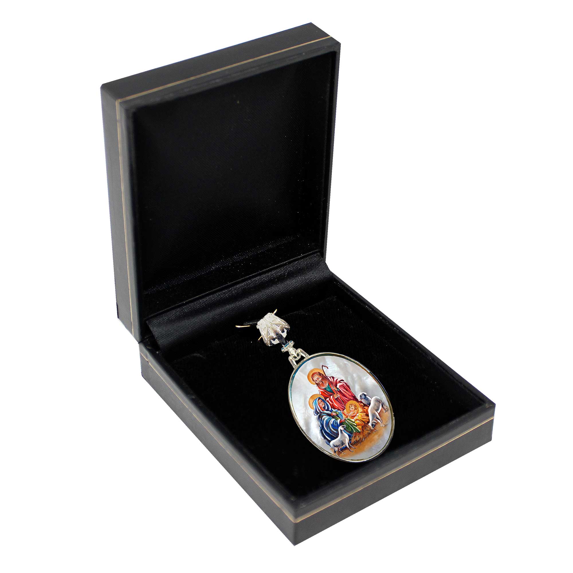 Holy Family Silver Plated Mother of Pearl Jewelry Necklace - 43050
