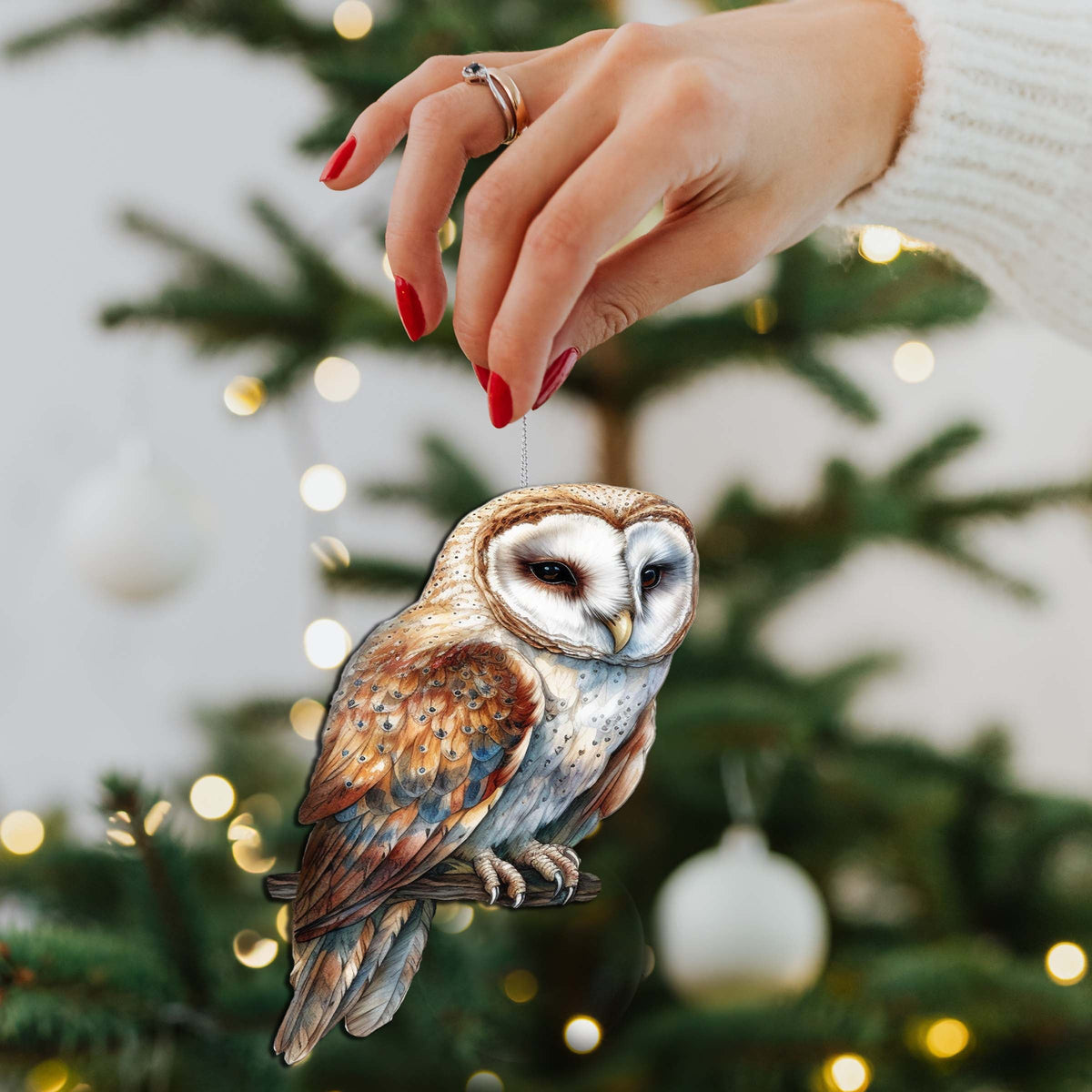 Alaskan Short-eared Owl Wooden Ornaments by G.Debrekht - Wildlife Holiday Decor - 8710004-4