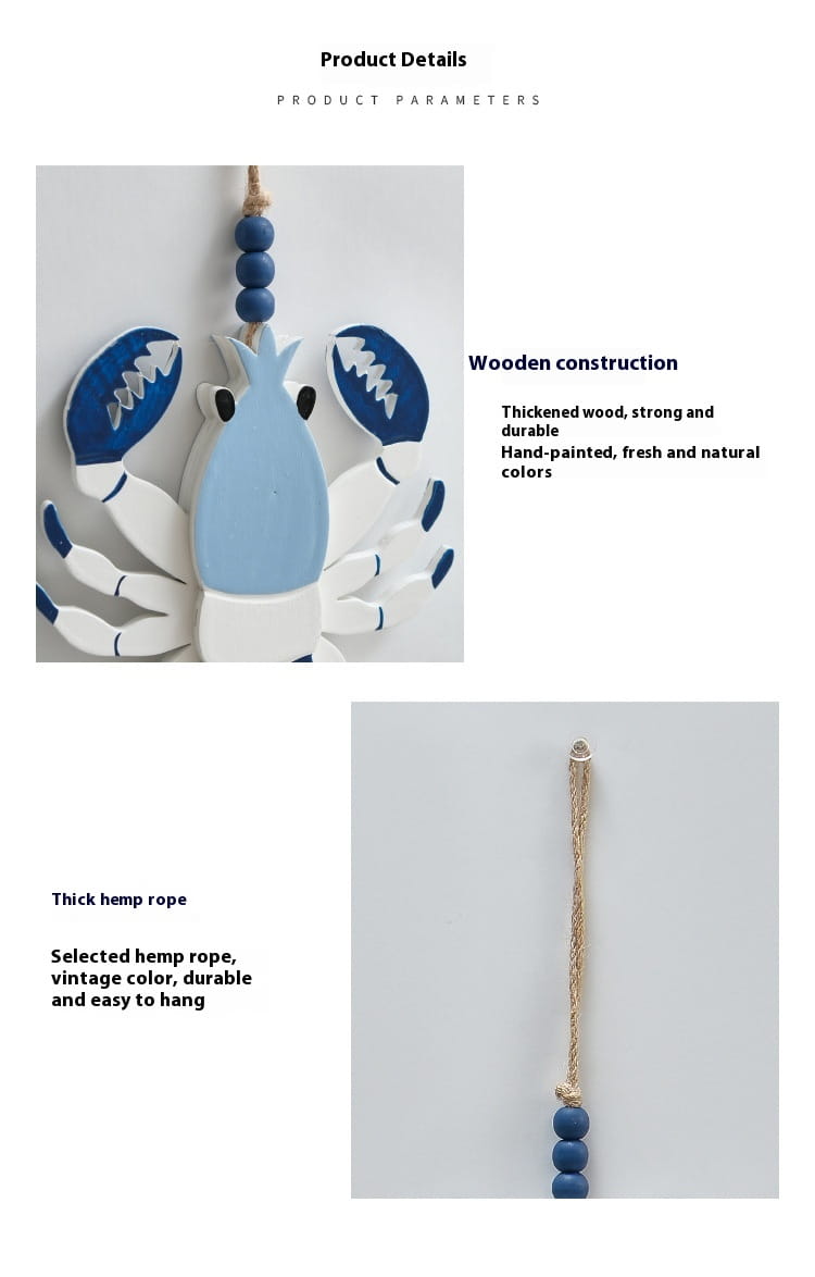 Wooden Mediterranean Seafood Lobster Pendant Decor