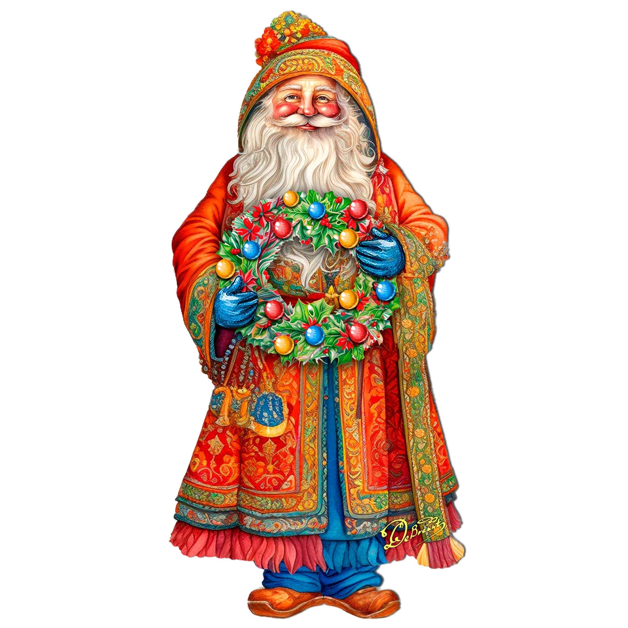 Santa's Skiing Adventure Holiday Door Decor by G. Debrekht - Christmas Santa Snowman Decor - 8691403H