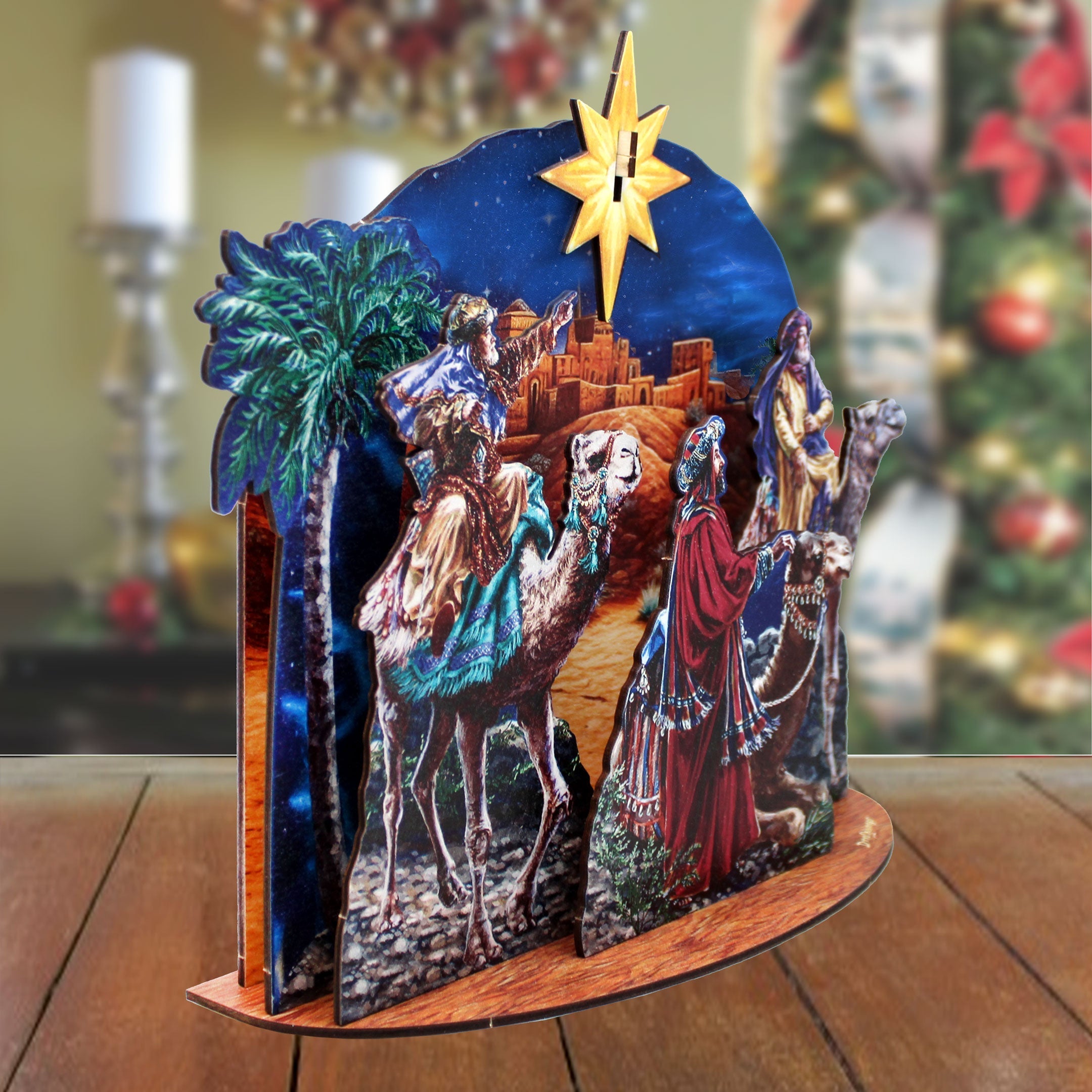 Three Kings Journey Decorative Village Eco Wood Set by D. Gelsinger - Nativity Holiday Decor - 852768