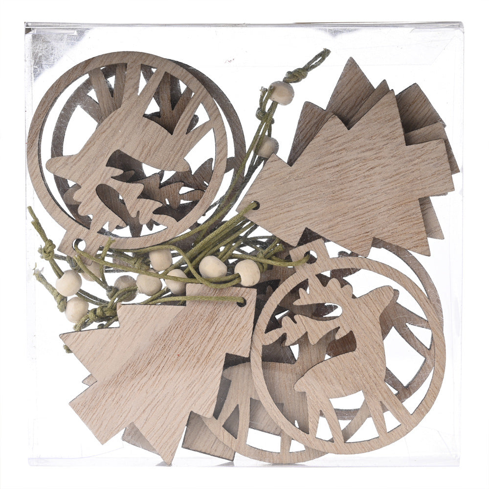 Christmas Decorations Transparent Boxed Wooden Pendant