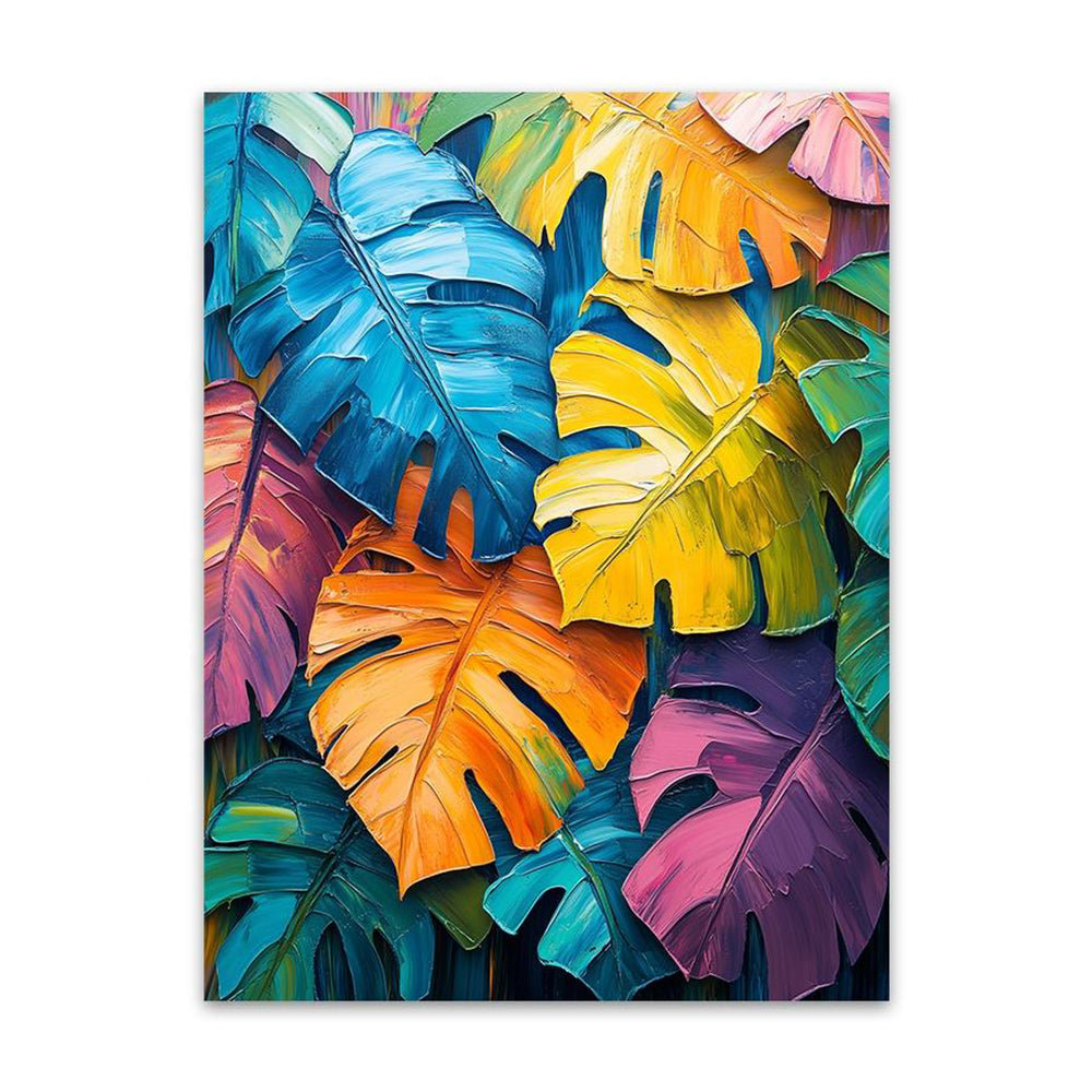 Handmade Oil Painting Canvas Wall Art Decoration Dopamine Colorful Turtle-Back Bamboo Green Plant For Home Decor Rolled Frameless Unstretched Painting