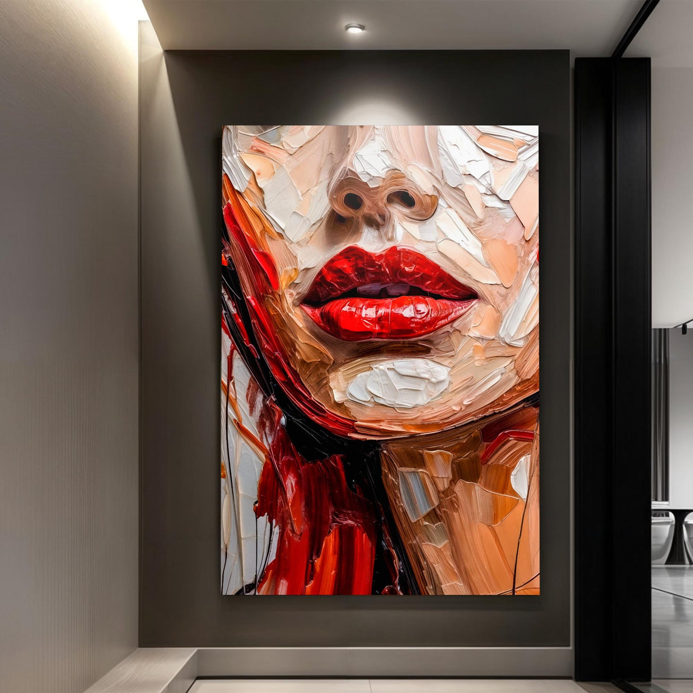 Contemporary minimalist abstract wall art on canvas with neutral tones, designed by Tailored Canvases for modern interior decor.