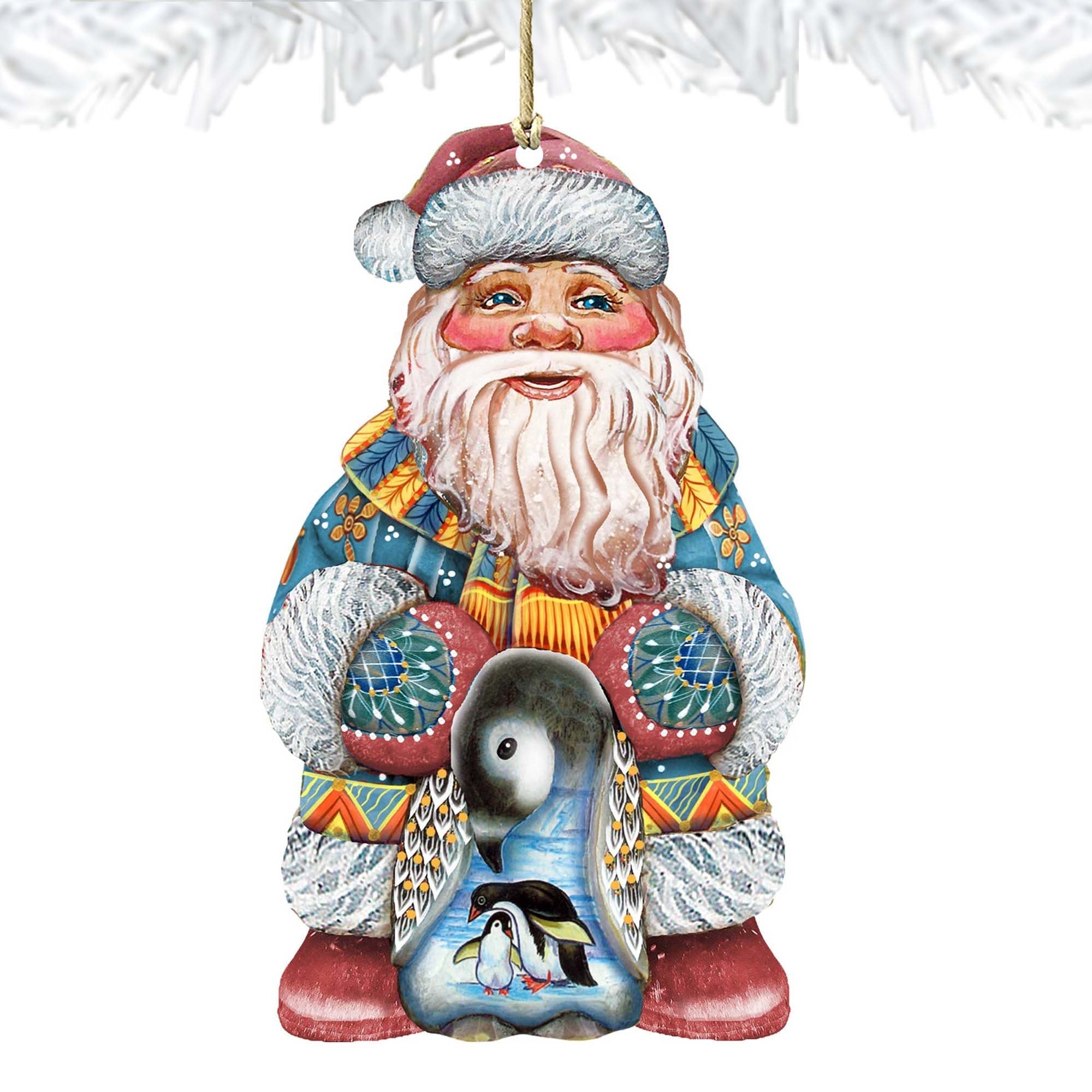 Penguin Santa Christmas Wooden Ornaments by G. DeBrekht - Christmas Santa Snowman Decor - 8118051