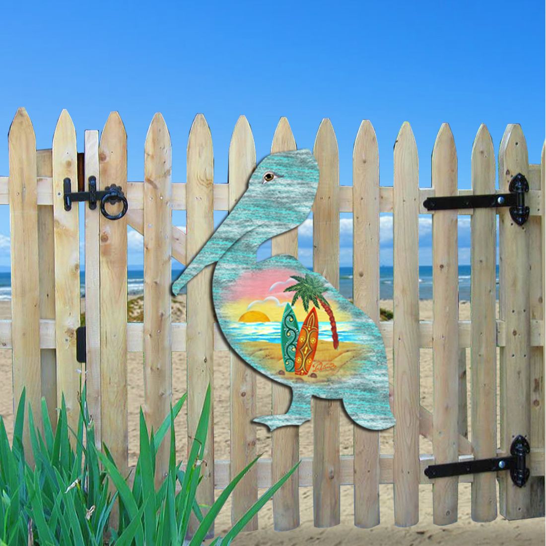 Pelican Decorative Coastal Door Decor by G. DeBrekht - Coastal Holiday Decor - 8198543H