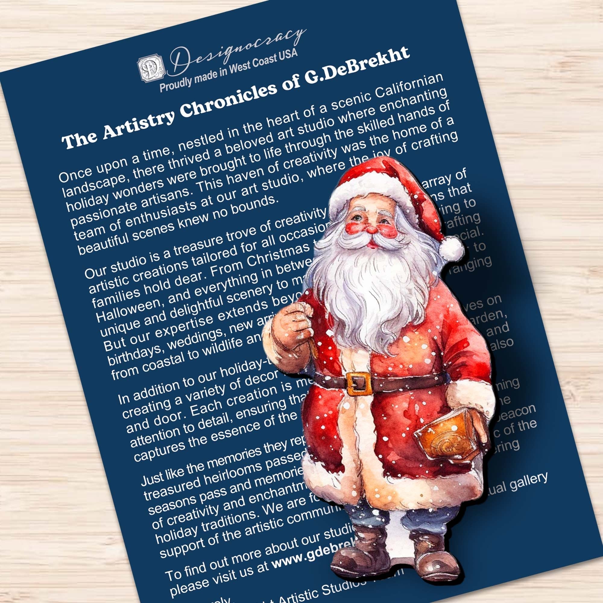 Santa Clip-On Eco Wood Decorative Ornaments Set of 3 by G. Debrekht - Christmas Decor - 8091009C-S3