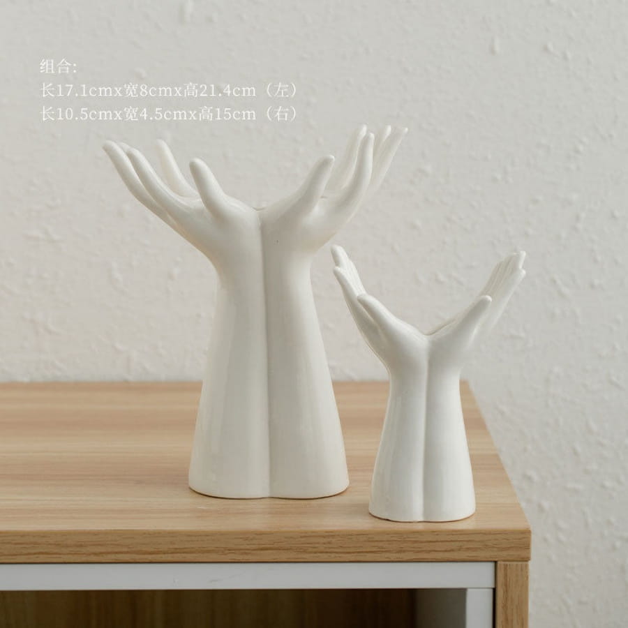 Open Hands Ceramic Vase Flower Decor