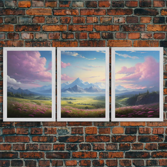 3 Piece Mountain Painting Set, Original Art, Framed Canvas Prints, Colorful Wall Art, Landscape Paintings, Living Room Decor, Wall Hanging
