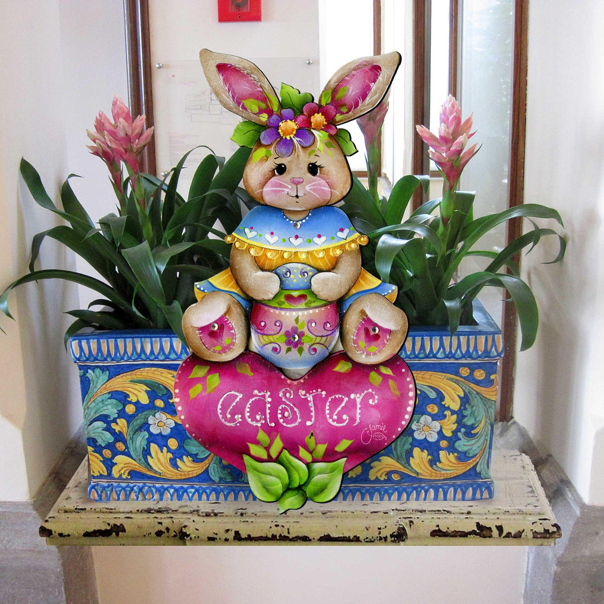 Handcrafted Easter Bunny Wooden Door Hanger – Easter Gift - Spring Wall Decor - Easter Front Door Sign by J. Mills-Price - 8652826H