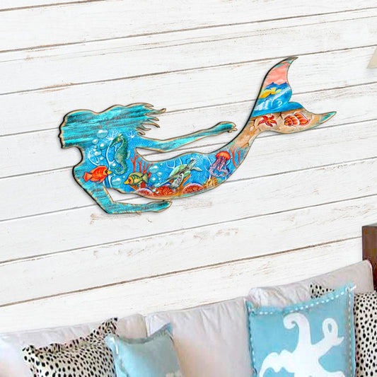 Rustic Mermaid Door Decor by G. DeBrekht - Coastal Holiday Decor - 81985142H