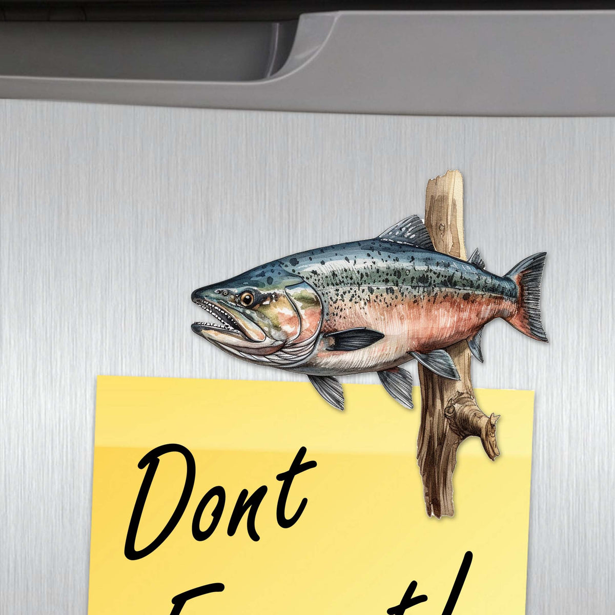 Wild Salmon Tales Decorative Eco Wood Magnets Set of 6 by G. Debrekht - Wildlife Coastal Decor - 8090109G-S6