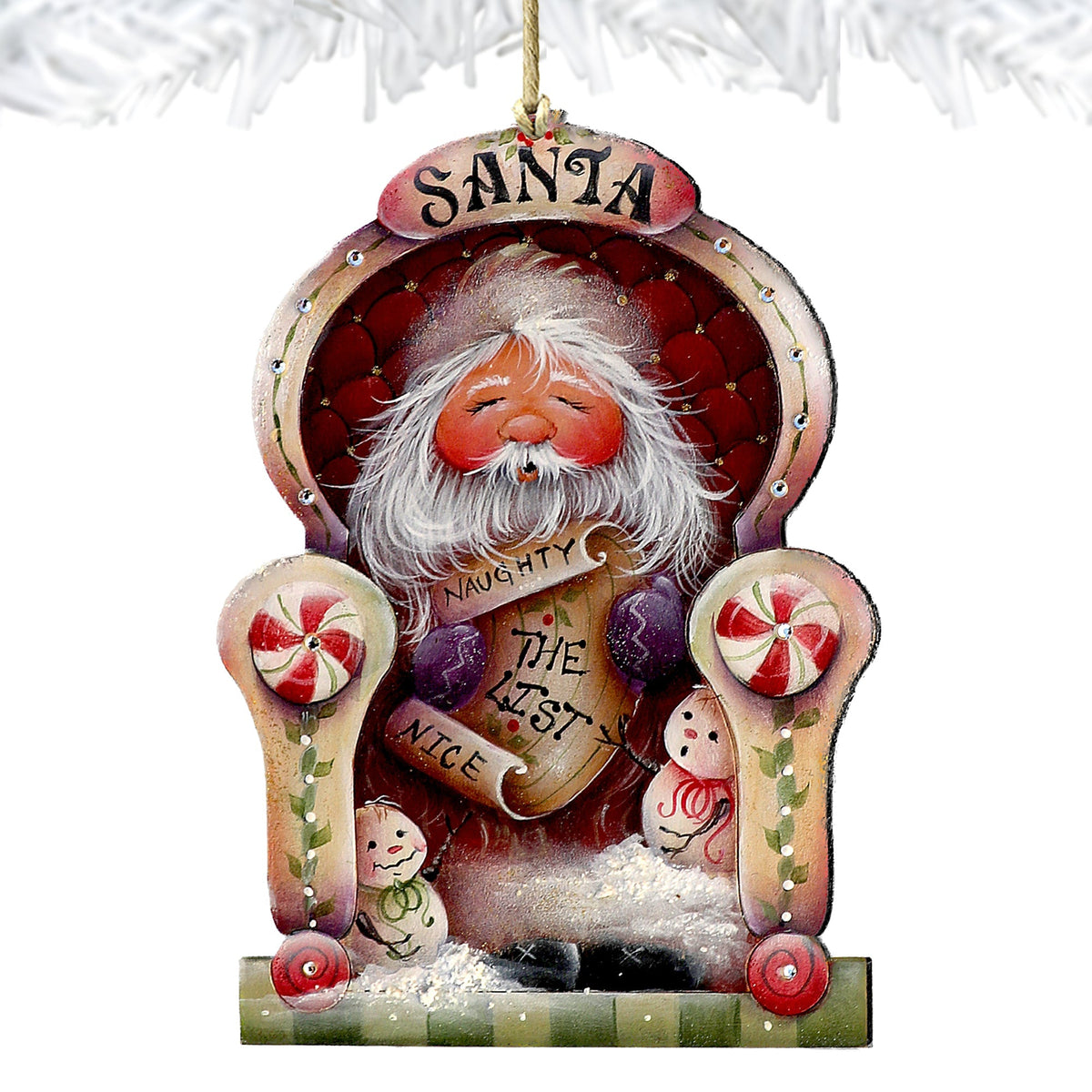 Santa Checking His List Wooden Ornaments by Jamie Mills-Price Christmas Santa Snowman Decor - 8611068-3-MP