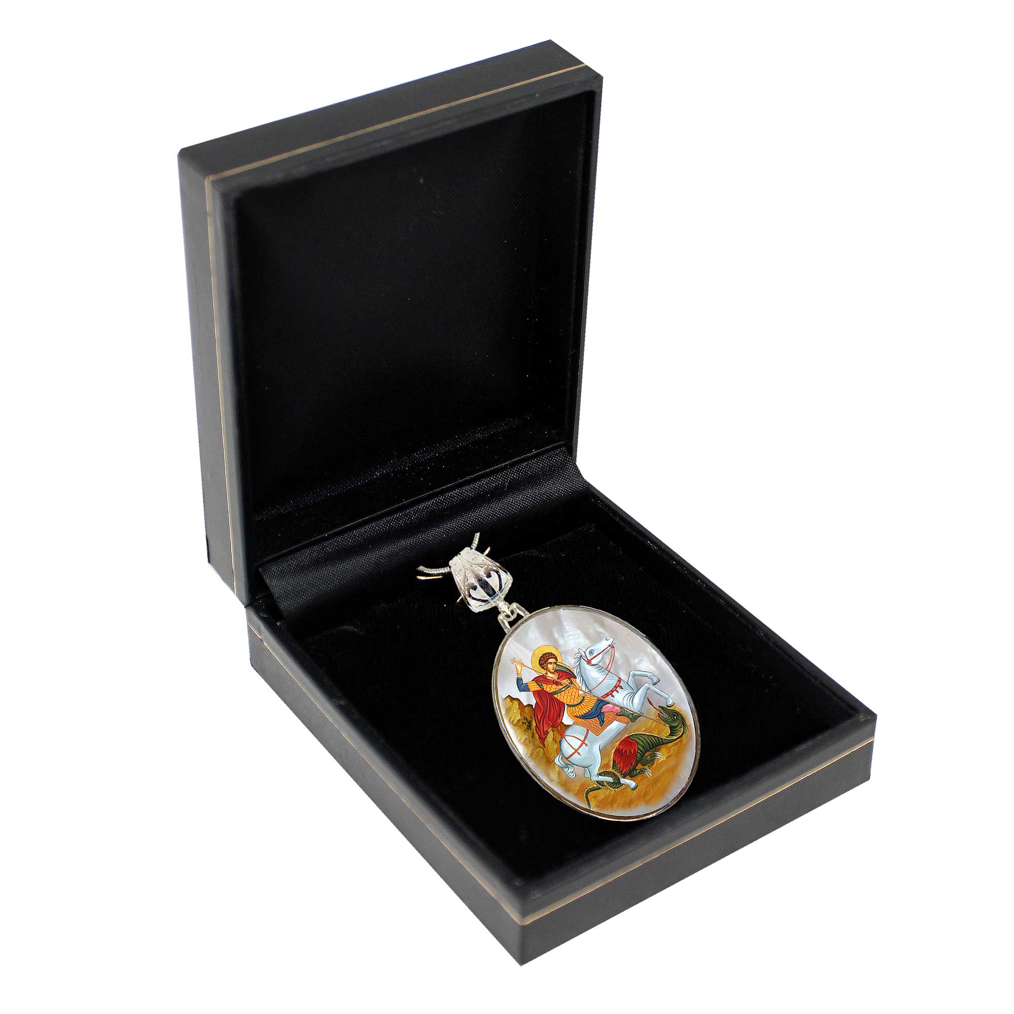 Saint George Silver Plated Mother of Pearl Necklace Jewelry - 43013
