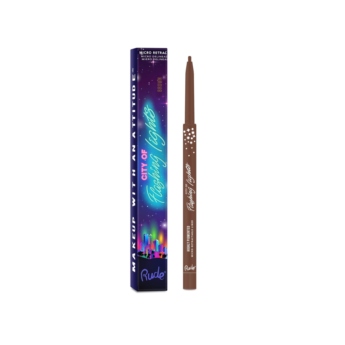 RUDE City of Flashing Lights Micro Retractable Liner - Brown