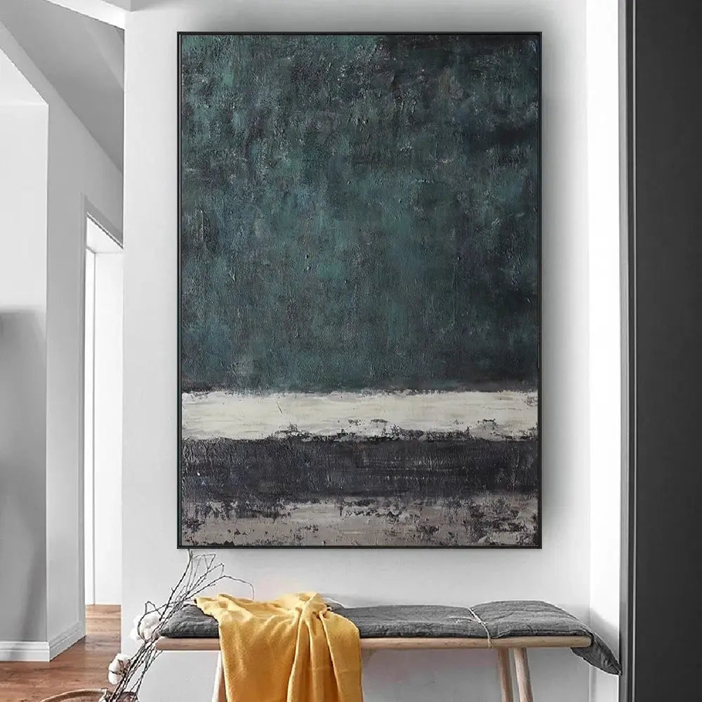 Green Textured Abstract Canvas Painting Wabi Sabi Art