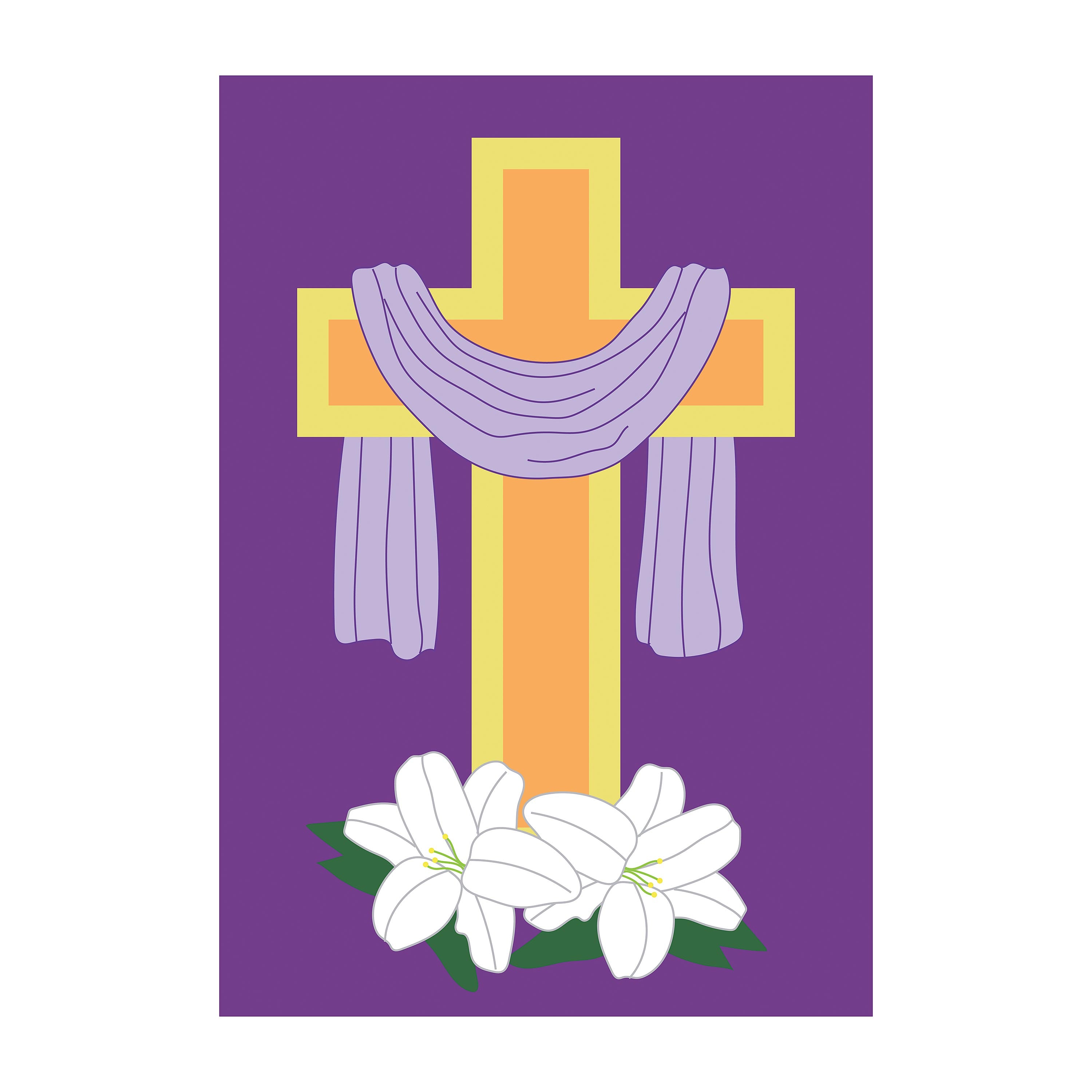 Easter Cross Basic Applique Garden Flag