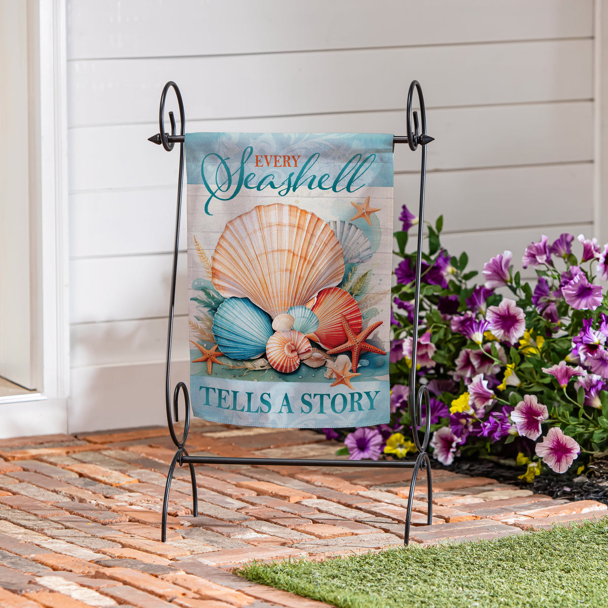 Seashell Story Suede Garden Flag
