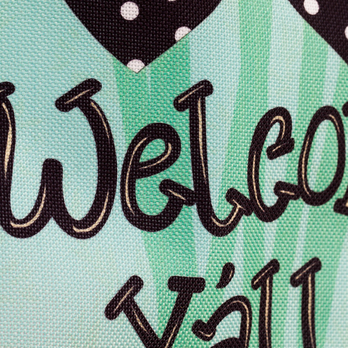 Welcome Y'all Polka Dot Flowers Garden Burlap Flag and Sassafras Mat Set (14B4181ECM+431272)