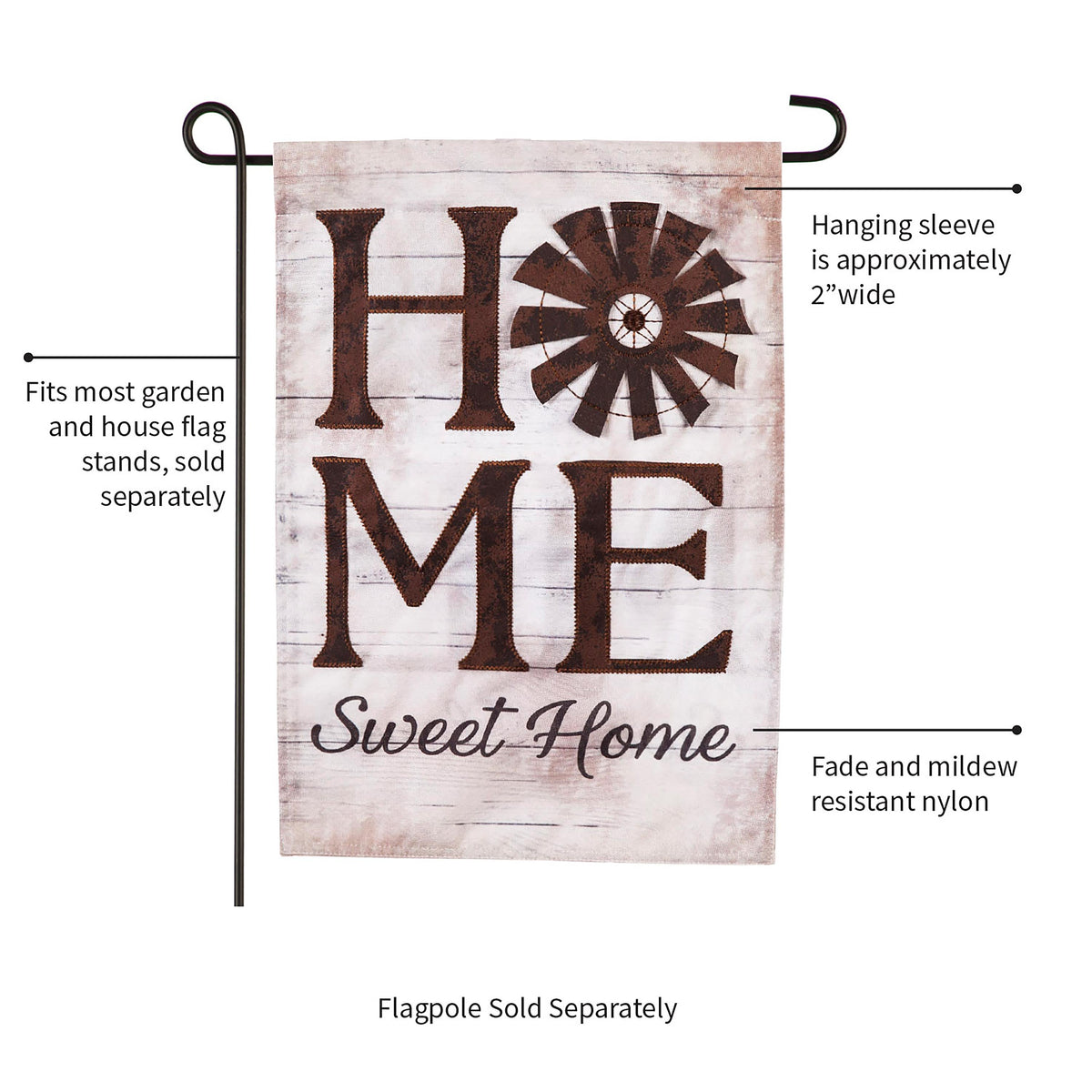 Windmill Home Sweet Home Garden Linen Flag