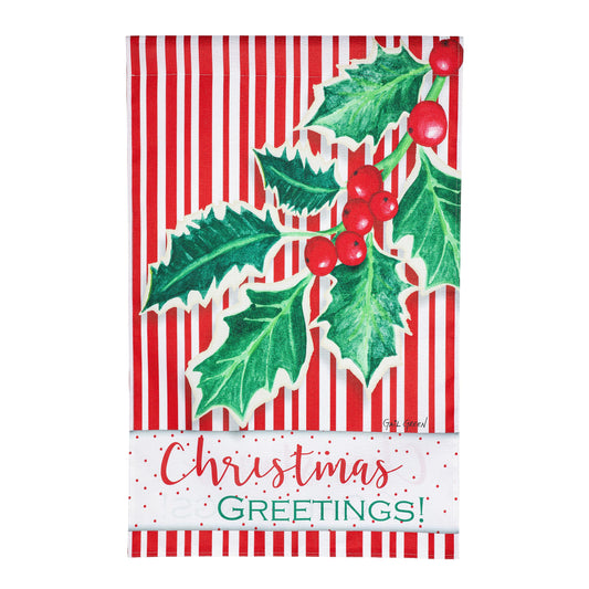 Christmas Greetings Burlap House Flag