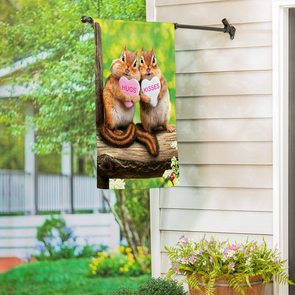 Valentine Chipmunks Suede House Flag