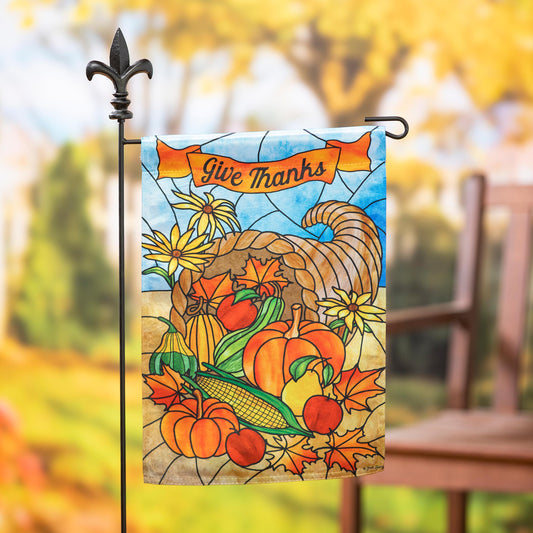 Stained Glass Cornucopia Garden Lustre Flag