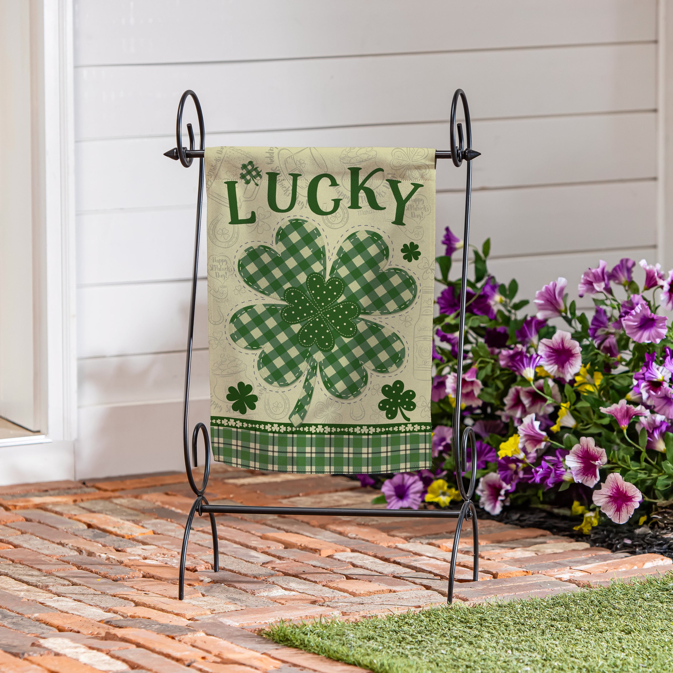 Lucky Clover Suede Garden Flag