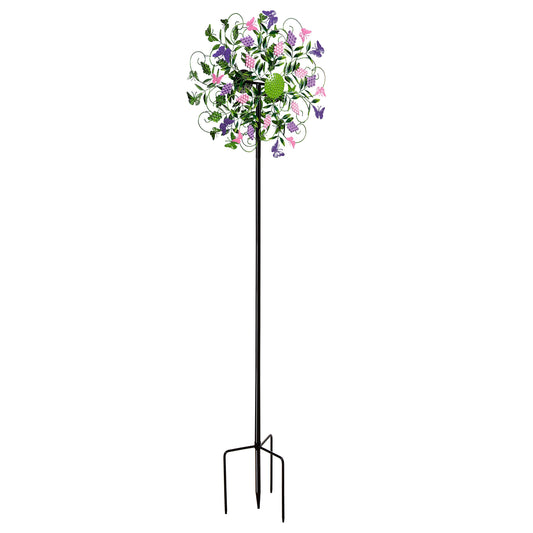 Metal Wind Spinner, Vineyard with Butterflies, 75"H