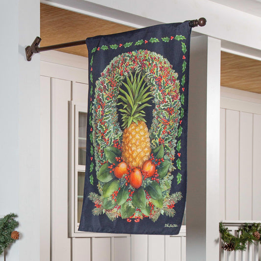Christmas Pineapple Wreath Burlap House Flag