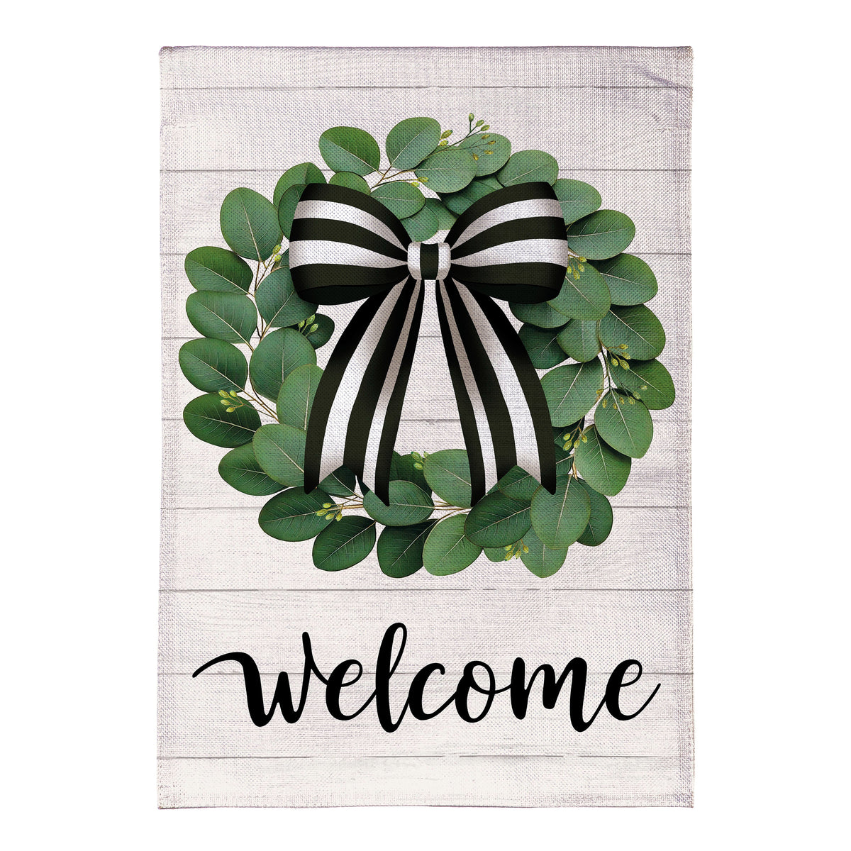 Eucalyptus Leaves Wreath Burlap Garden Flag