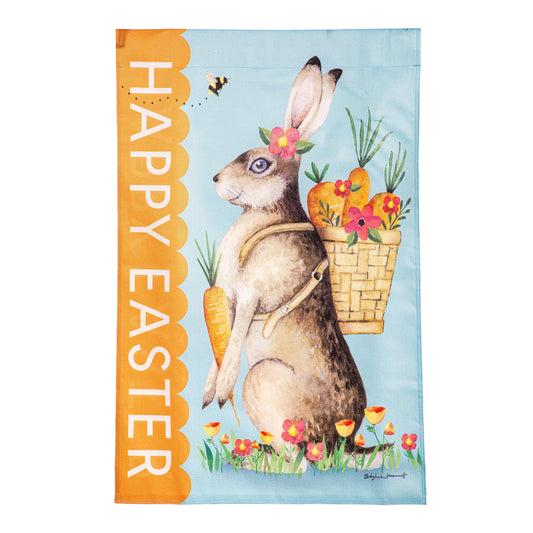 Happy Easter Bunny Burlap House Flag