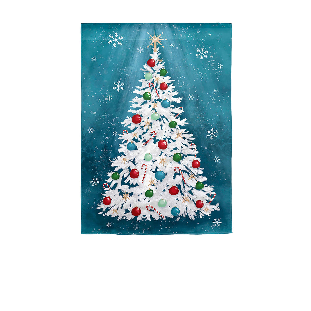 White Christmas Tree Linen Garden Flag