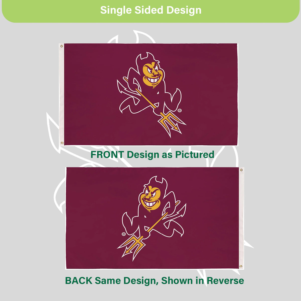 Arizona State University Single Sided Flag w/ 2 Grommets, 3'x5'