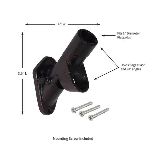2-Position Cast Iron House Flag Bracket, Black