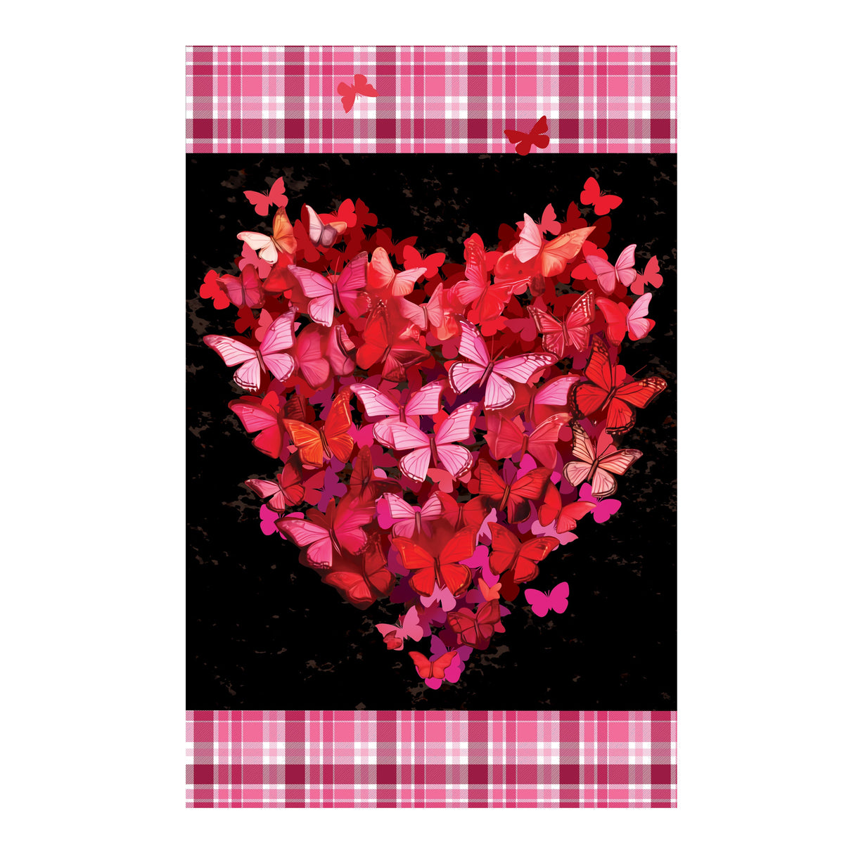 Butterfly Heart Applique House Flag