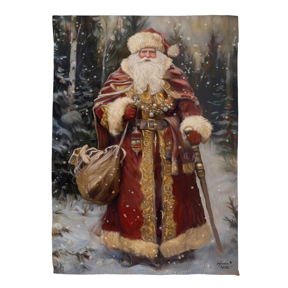 Victorian Santa Suede House Flag