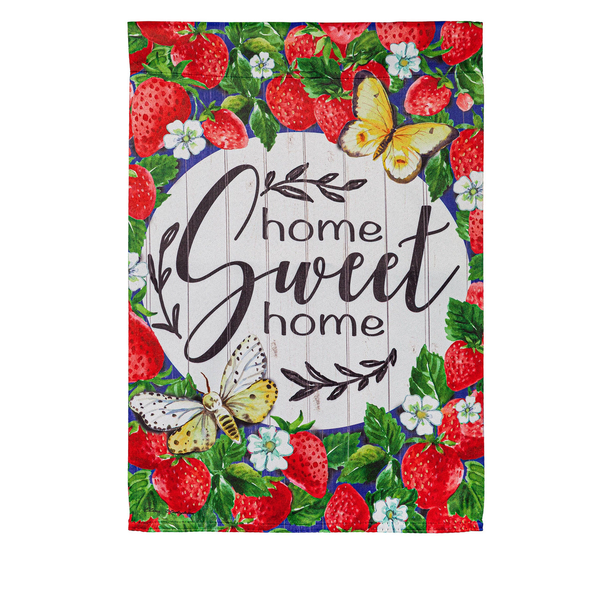 Home Sweet Home Strawberries Garden Suede Flag