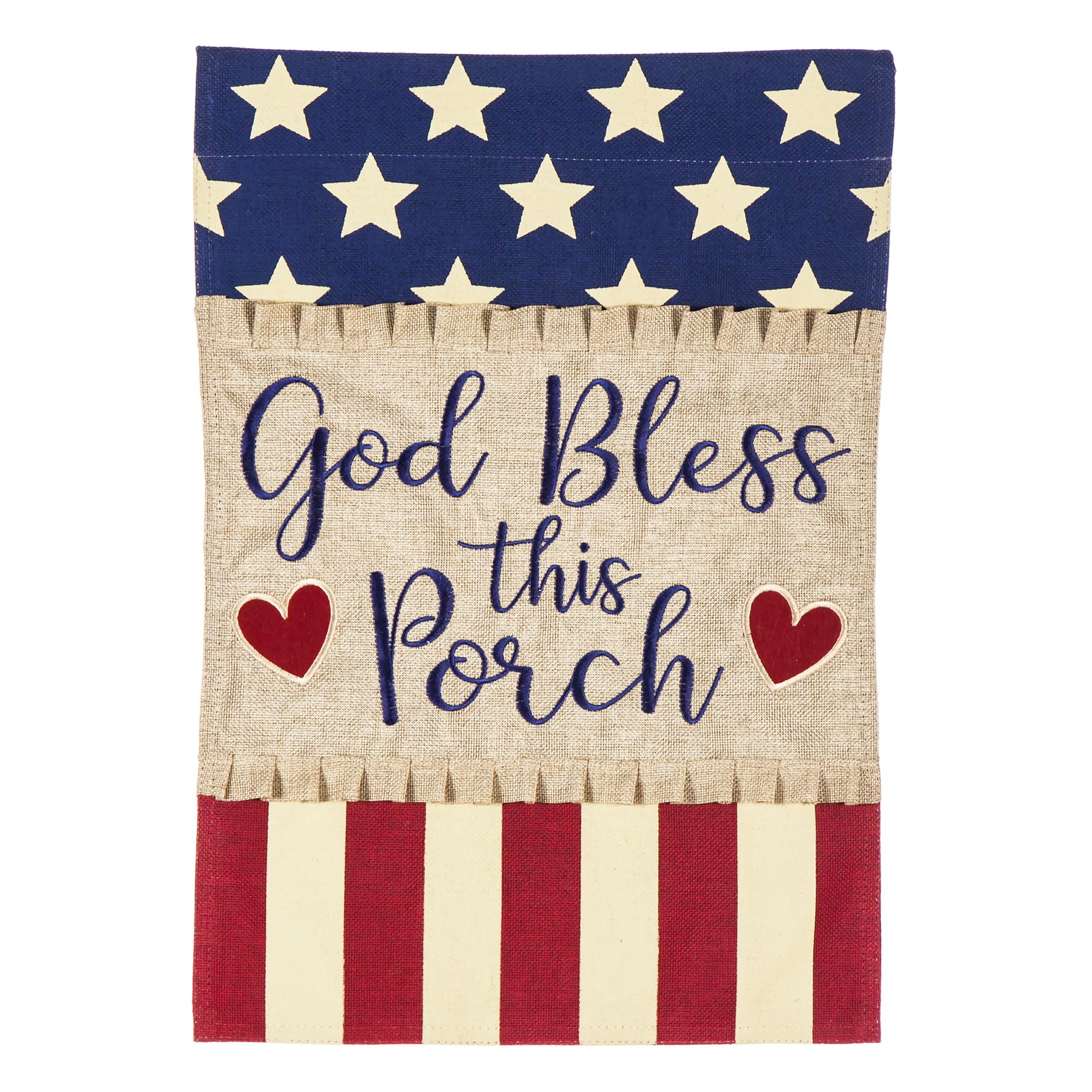 God Bless this Porch Garden Burlap Flag