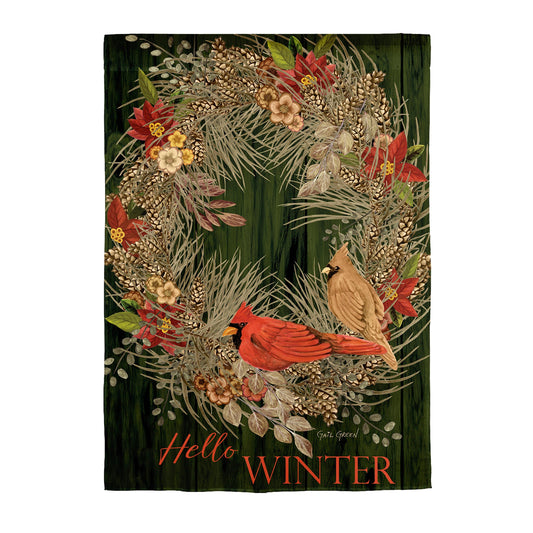 Hello Winter Moire House Flag