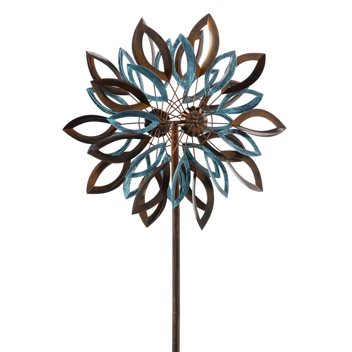 75"H Wind Spinner, Copper and Verdigris Leaves