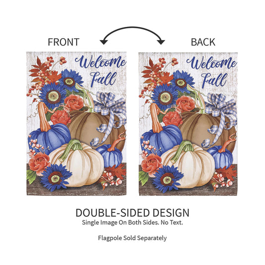 Welcome Fall Neutral Garden Suede Flag