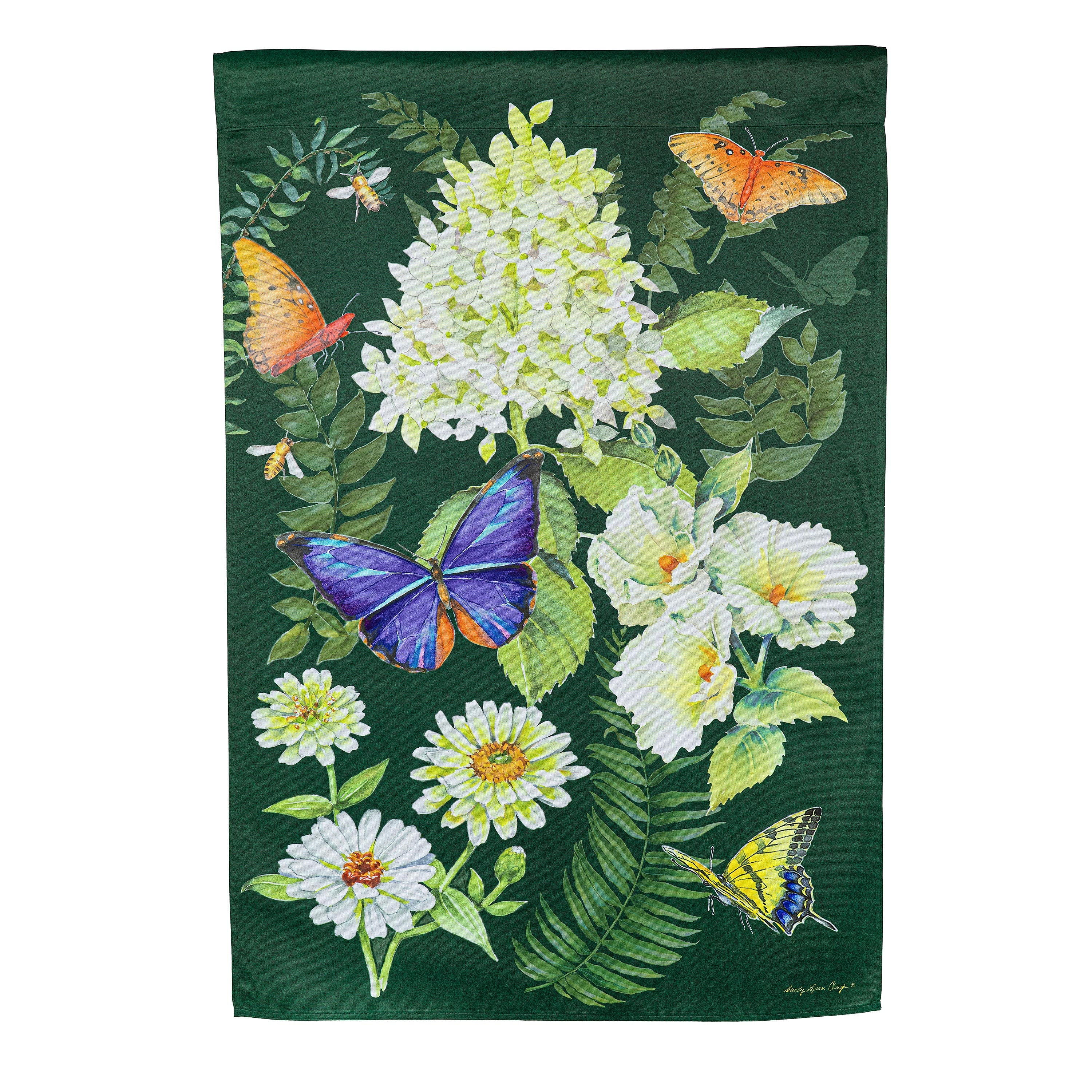 Flutters and Flowers Suede House Flag