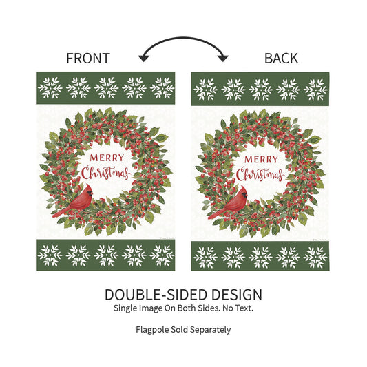 Christmas Cardinal Moire Garden Flag