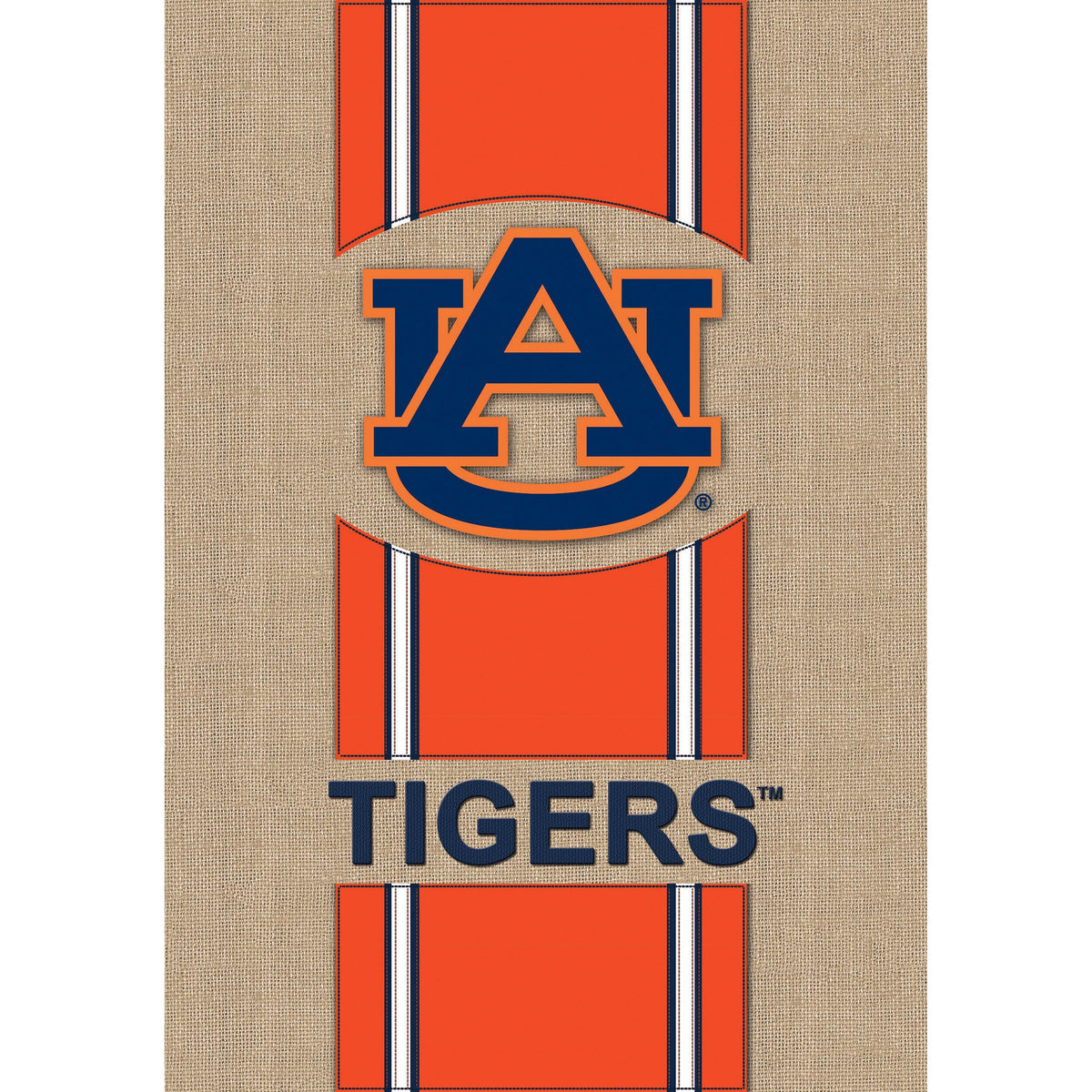 Auburn University Tigers Burlap Stripe Logo Garden Flag